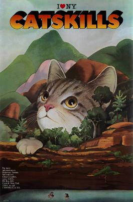 Posters depicts: Giant cat head in mountains