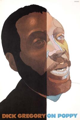 Posters depicts: Watercolor portrait of Dick Gregory in profile; half of his face is shaded.