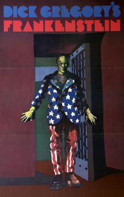 Posters depicts: Frankenstein's monster wearing a suit made of the stars and stripes walking through a prison door.