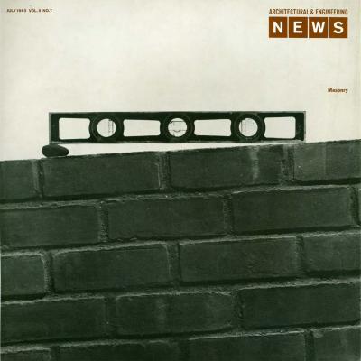 Serial Publications depicts: Construction level balanced on a lopsided brick wall to appear even with a rock