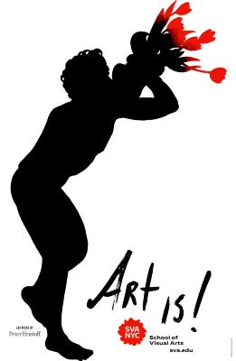 Posters depicts: Black silhouetted male figure in blowing horn into flowers