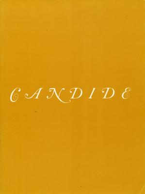 Programs depicts: "Candide" in a swirling font on yellow paper 