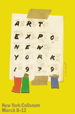 Posters depicts: A white piece of paper with words written in marker and pencil taped onto a yellow background, with several scraps of multicolored paper hanging off.