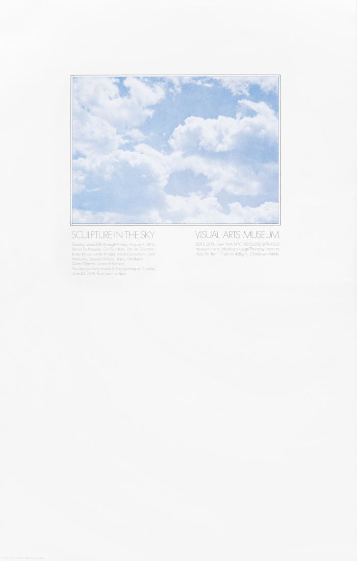 Posters depicts: Photograph of clouds in blue sky with exhibition information beneath