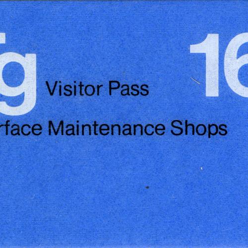 "Tg Visitor Pass 16 Surface Maintenance Shops" printed on a blue slip of paper