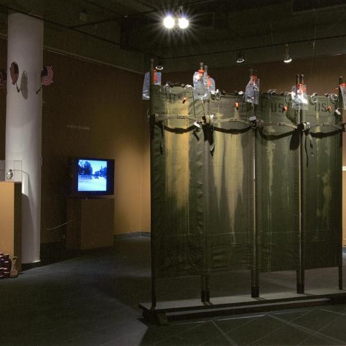 Photographic Materials depicts: photograph of artworks installed in gallery