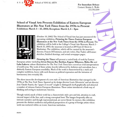 Press Releases depicts: Typed press release, page 1 of 2