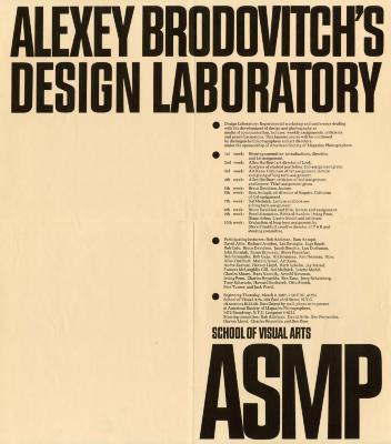 Course Announcements depicts: Alexey Brodovitch's Design Laboratory course announcement