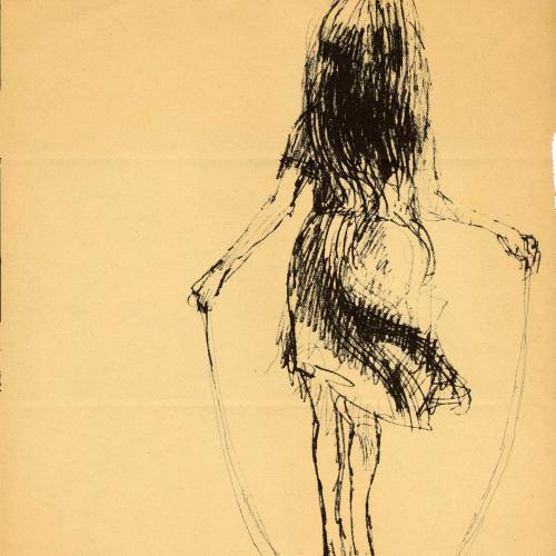 Serial Publications depicts: pen and ink drawing of girl jumping rope viewed from the back