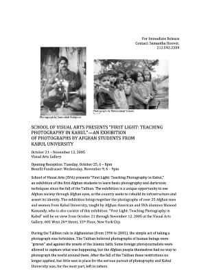 Press Releases depicts: typewritten description of exhibition