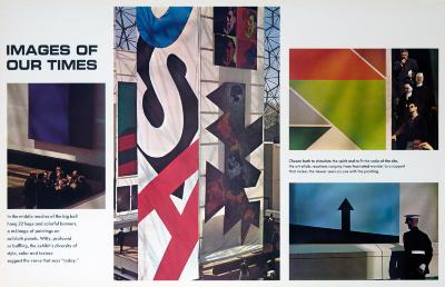 Posters depicts: Photographs of visitors near large-scale printed banners