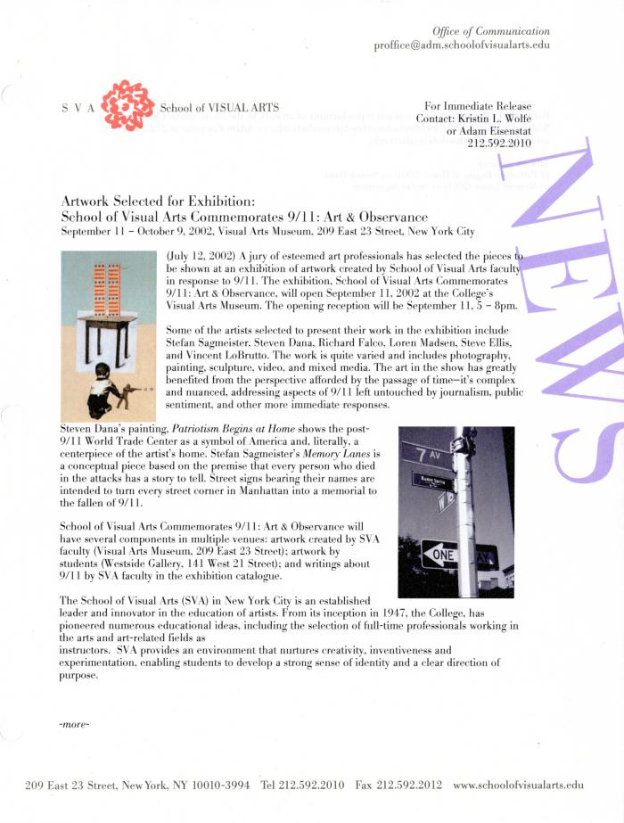 Press Releases depicts: page 1 of typed press release