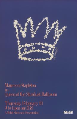 Posters depicts: A crown of white stars on dark blue background above title and information in red type