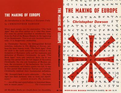 Book Covers depicts: Three red lines crossing each other in a star shape, on top of a background of medieval font text 