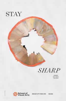 Posters depicts: watercolor of a pencil shaving arrayed in a circle