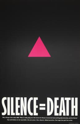 Posters depicts: Black background with pink triangle in the center