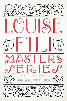 Posters depicts: Poster with ornamental red lettering and black ornamentation