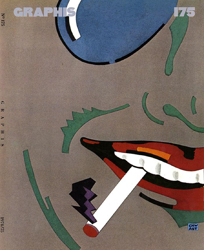 Serial Publications, Clippings/Tearsheets depicts: close up of one quarter of gray face with sunglasses, smoking a cigarette
