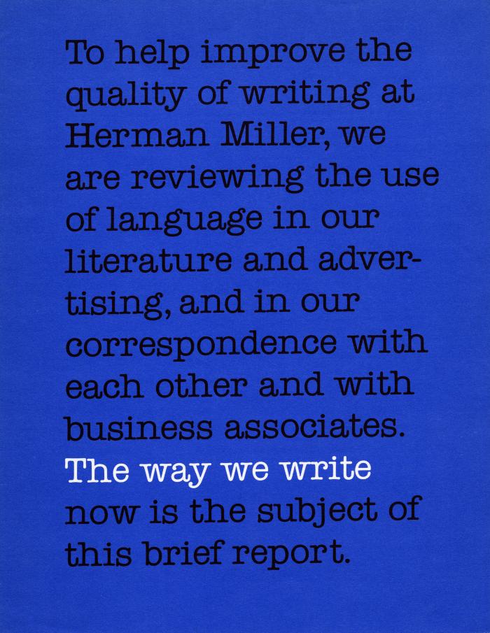 black and white typewriter font on a blue background