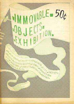 Exhibition Catalogues depicts: Cooper Hewitt. "Immovable Objects: An Outdoor Exhibition About City Design, June 18-August 8 1975" (catalog/newspaper)