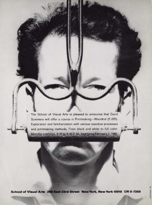 Course Announcements depicts: Man with a print roller in front of his mouth