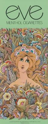 Three-Dimensional Objects depicts: Drawing of a bonde-hared woman surrounded by leaves and flowers