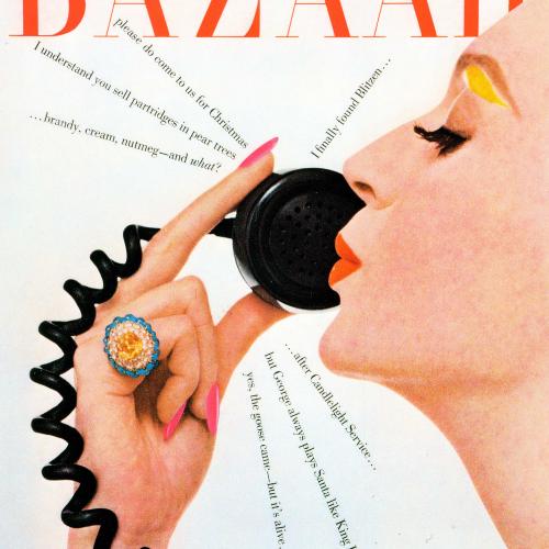 Serial Publications depicts: woman talking into phone with words coming out of it like sun rays