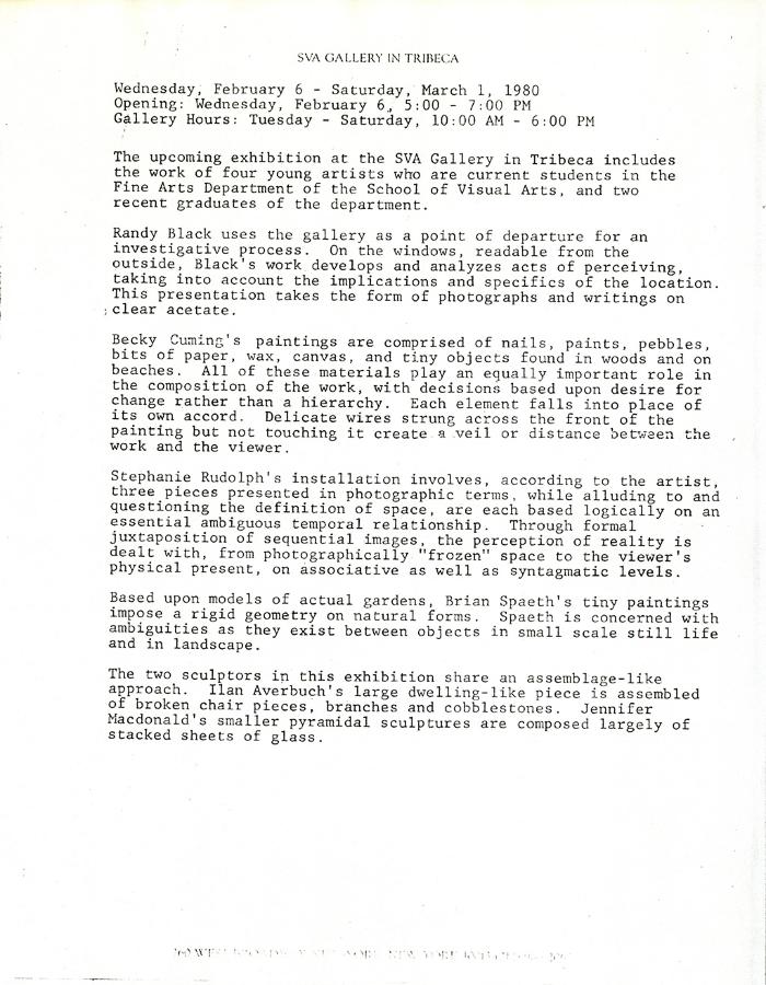 Press Releases depicts: Fine Arts exhibition press release