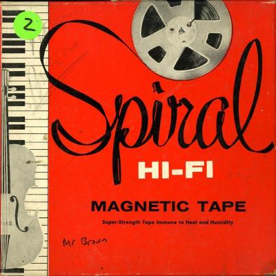 Audio Recordings depicts: Generic open-reel box with "Mr Brown" handwritten in black near bottom left