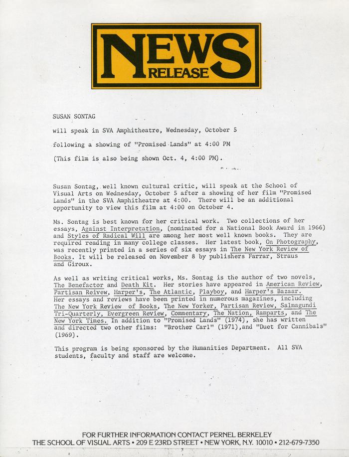 Press Releases depicts: typed description of event