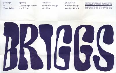 Posters depicts: poster advertising ernest briggs paintings with Briggs in large purple letters