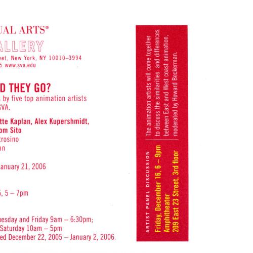 Announcements and invitations depicts: Exhibition announcement back