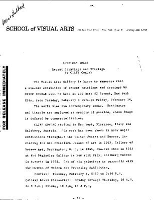 Press Releases depicts: typed description of exhibition