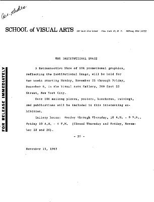 Press Releases depicts: typed description of exhibition