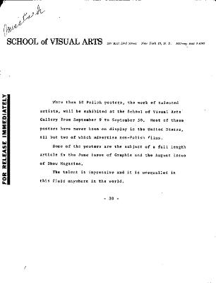 Press Releases depicts: typed description of exhibition