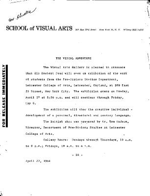 Press Releases depicts: typed description of exhibition