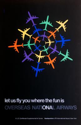 Posters depicts: colorful planes flying outward in a star shape
