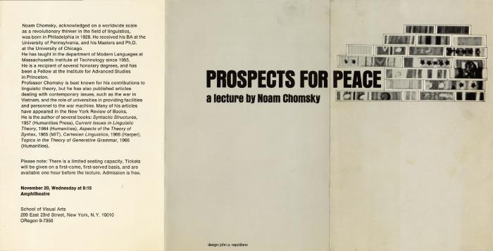 text-based announcement including bio of Noam Chomsky