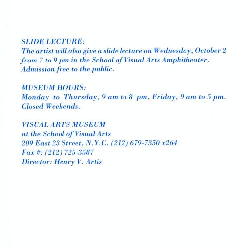 Announcements and invitations depicts: lecture and exhibition details
