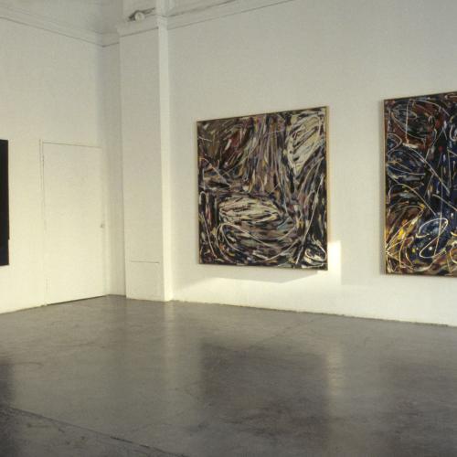 Photographic Materials depicts: color slide of artworks installed in a gallery