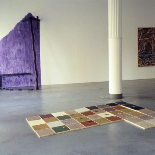 Photographic Materials depicts: color slide of artworks installed in a gallery