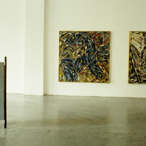 Photographic Materials depicts: color slide of artworks installed in a gallery