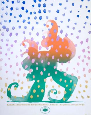 Posters depicts: Watercolor santa walking through watercolor snow