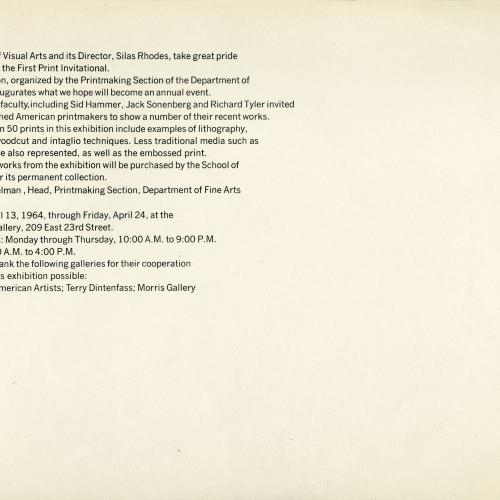 Prints depicts: Exhibition information in black type