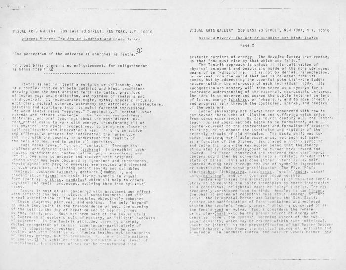 Exhibition Catalogues depicts: Typewritten description of exhibition