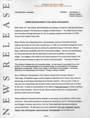 Press Releases depicts: Typewritten document describing exhibition