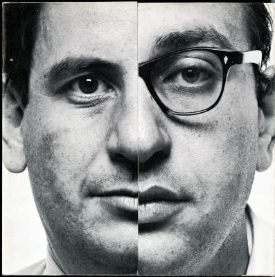 Course Announcements depicts: combined photo of Henry Wolf and Milton Glaser in which half of each of their faces is combined.