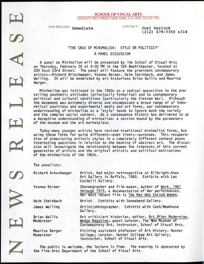 Press Releases depicts: typed description of event