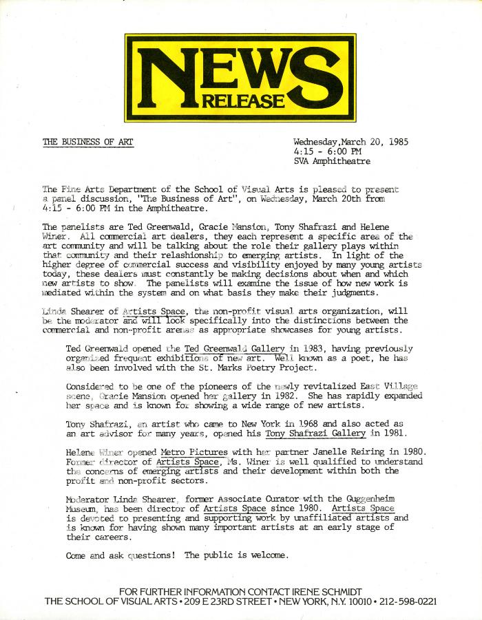 Press Releases depicts: typed press release