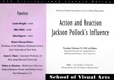 Announcements and invitations depicts: Action and Reaction: Jackson Pollock’s Influence invitation
